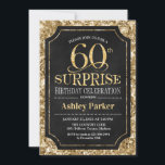 Convite Surpresa 60ª Festa de aniversário - Dourado Preto<br><div class="desc">Surpresa 60º Convite à Celebração de Aniversário. Design elegante em preto e brilhante padrão de ouro. Apresenta uma fonte elegante de script. Envie-me uma mensagem se precisar de mais personalização.</div>