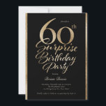 Convite Surpresa 60ª Festa de aniversário Preta e Dourada<br><div class="desc">Celebre um marco em estilo inesquecível com este elegante 60º Convite de aniversário Surpresa, projetado em uma folha de ouro falsa em um fundo preto elegante. Apresentando uma magnífica tipografia da escrita, este convite exude a sofisticação do eterno com um toque de vidro — perfeito para definir o tom de...</div>