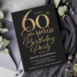 Convite Surpresa 60ª Festa de aniversário Preta e Dourada<br><div class="desc">Surpresa 60º convite de aniversário</div>