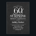 Convite Surpresa 60ª Festa de aniversário - Preto branco<br><div class="desc">60º Convite à Celebração de Aniversário da Rustic Surprise. Design elegante em forma de quadro negro e branco. Apresenta uma fonte elegante de script. Envie-me uma mensagem se precisar de mais personalização.</div>