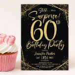 Convite Surpresa 60ª Festa de aniversário, preto e brilhan<br><div class="desc">Jogue uma celebração maravilhosa com nossa 60ª Festa de aniversário de Surpresa,  Black & Dourado Glitter Invitation! Perfeito para um evento glamouroso e inesquecível. Compre agora e faça a surpresa realmente brilhar! ✨ 🎉 Note que o efeito de brilho dourado é simulado,  não é utilizada uma falha real</div>