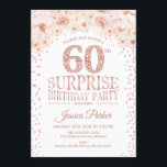 Convite Surpresa 60ª Festa de aniversário - Rosa branca Do<br><div class="desc">Surpreenda o design elegante do 60º Convite de aniversário em ouro brilhante rosa e branco.</div>