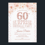 Convite Surpresa 60ª Festa de aniversário - Rosa branca Do<br><div class="desc">Surpreenda o design elegante do 60º Convite de aniversário em ouro brilhante rosa e branco.</div>