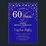 Convite Surpresa 60ª Festa de aniversário - Royal Blue Dou<br><div class="desc">Surpresa 60º Convite de aniversário. Elegante design no sapphire azul real e ouro brilhante falso. Apresenta a fonte do script e os diamantes confetti. Saúde para 60 anos! Envie-me uma mensagem se precisar de mais personalização.</div>