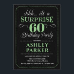 Convite Surpresa 60ª Festa de aniversário - Verde Preto<br><div class="desc">Surpresa 60º Convite de aniversário. Design simples em preto verde e branco. Apresenta uma fonte elegante de script. Celebração surpresa para homem ou mulher. Pode ser personalizado em qualquer idade!</div>