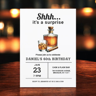 Convite Surpresa 60ª Festa de aniversário Whiskey Charuto
