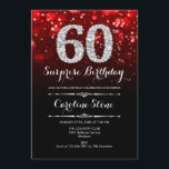 Convite Surpresa 60º aniversário - Prata Vermelha Negra<br><div class="desc">Surpresa 60º Convite de Aniversário. Design vermelho preto elegante com prata brilhante. Aniversário adulto. Apresenta diamantes,  luzes de boque e fontes de script. Homens ou mulheres convidam no dia. Perfeito para uma festa de aniversário na moda. Envie-me uma mensagem se precisar de mais personalização.</div>