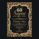Convite Surpresa 60º aniversário - Preto-Leopardo Dourado<br><div class="desc">Surpresa 60º Convite de Aniversário. Design feminina em preto e ouro brilhante falso. Possui padrão de chita leopardo animal,  fonte de script e confete. Perfeito para uma bolsa mensageifesta de aniversario elegante. Pode ser personalizado para mostrar qualquer idade. Envie-me uma mensagem se precisar de mais personalização.</div>