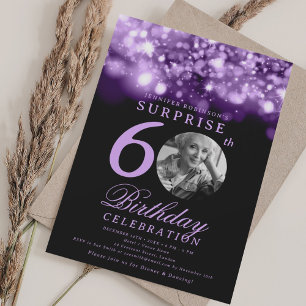 Convite SURPRESA 60º Aniversário Purple Midnight Glam