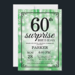 Convite Surpresa 60.º Aniversário Convidando Glitter Verde<br><div class="desc">Surpreenda o 60º Convite de Aniversário com Luzes de Cordas Verdes com Fundo Verde de Brilho. Aniversário Verde. Aniversário Adulto. Homens ou Mulheres no Dia Convidam. 13 15 16º 18º 20 21rua 30 40º 50º 60º 80 de 70 100º, qualquer idade. Para mais personalização, clique no botão "Personalizar" e use...</div>