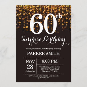 Convite Surpresa 60.º Aniversário Convidar Dourada Liter