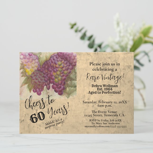 Convite Surpresa 60.º Aniversário do Vinho (Em pé/Frente)