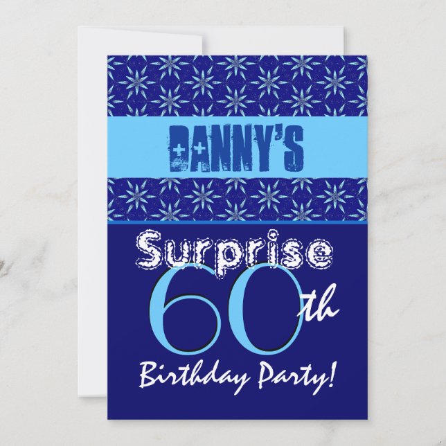 Convite SURPRESA 60. º aniversário - Estrelas azuis T532 (Frente)