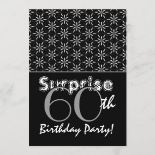 Convite SURPRESA 60.º Aniversário Estrelas Prata e Negra