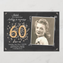 Convite Surpresa 60 aniversários Chalkboard Rustic