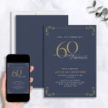 Convite Surpresa 60 e Azul Fabuloso Branco e Dourado Anive<br><div class="desc">É uma surpresa especial no 60º aniversário, e é hora de comemorar! Você quer jogar o melhor baluarte na cidade? Certifique-se de que comece com o maior estilo com este 60 e Fabuloso Convite de Aniversário para Caligrafia Azul e Dourada. Certamente dará o tom para uma celebração glamourosa. Este belo...</div>