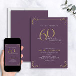 Convite Surpresa 60 e fabuloso aniversário roxo e Dourado<br><div class="desc">É uma surpresa especial no 60º aniversário, e é hora de comemorar! Você quer jogar o melhor baluarte na cidade? Certifique-se de que comece com o mais alto estilo com este 60 e Fabuloso Convite de Aniversário para Caligrafia Dourada e Branca Roxo. Certamente dará o tom para uma celebração glamourosa....</div>
