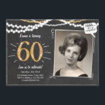 Convite Surpresa 60 Sessenta Dourada chamada de aniversári<br><div class="desc">Europeia: Um jeito perfeito de convidar seus convidados para esta festa de aniversário especial! Para um brilho de ouro de 60 anos.</div>