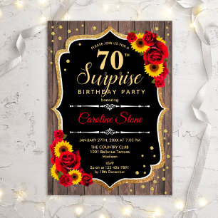 Convite Surpresa 70 de Aniversário - Madeira russa Girassó