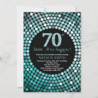 Surpresa 70 de Aniversário Negra e Teal Glitter