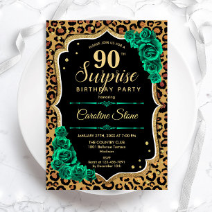 Convite Surpresa 90 de Aniversário - Leopardo Negro Dourad