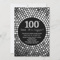 Surpresa Aniversário de 100 anos Brilho Preto e Pr