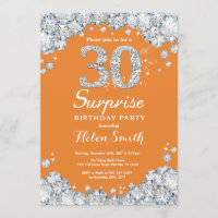 Surpresa aniversário de 30 anos Orange e Silver Di