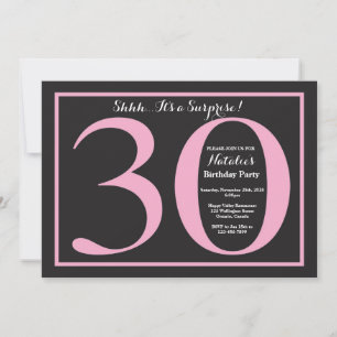 Convite Surpresa Aniversário de 30 anos Quadro Negro Rosa 