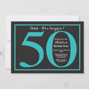 Convite Surpresa Aniversário de 50 anos Quadro Negro Verme
