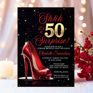 Convite Surpresa ANIVERSÁRIO de 50 anos Saltos Vermelhos D