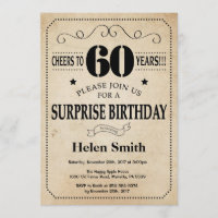 Surpresa Aniversário de 60 anos Rústico Vintage Re