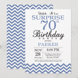 Convite Surpresa Aniversário de 70 anos Chevron Azul