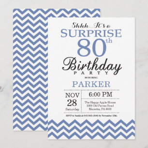 Convite Surpresa Aniversário de 80 anos Chevron Azul
