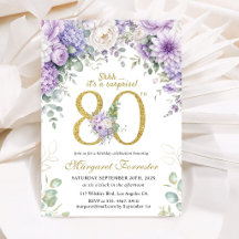 Surpresa Aniversário de 80 anos Dourado Glitter Fl