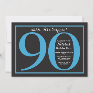 Convite Surpresa Aniversário de 90 anos Quadro Negro Azul