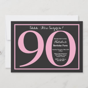 Convite Surpresa Aniversário de 90 anos Quadro Negro Rosa 