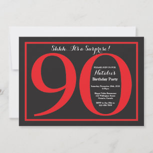 Convite Surpresa Aniversário de 90 anos Quadro Negro Verme