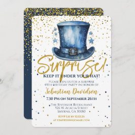 Convite Surpresa Aniversário Mantenha-O Sob O Seu Chapéu