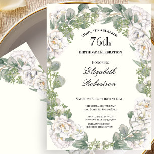 Convite Surpresa Borda Floral Feminina Aniversário de 76 a