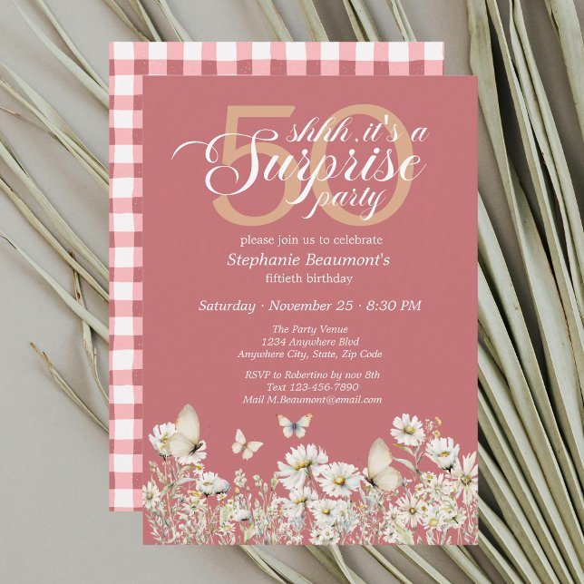 Convite Surpresa Branca de Flor Selvagem 50º Aniversário (Criador carregado)