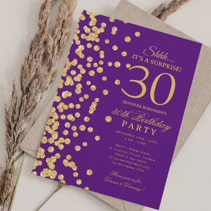 Convite Surpresa Brilho Dourado Aniversário de 30 anos Rox