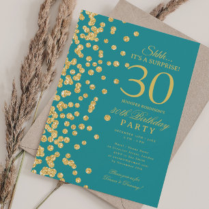Convite Surpresa Brilho Dourado Aniversário de 30 anos Tur