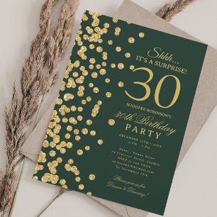 Convite Surpresa Brilho Dourado Aniversário de 30 anos Ve