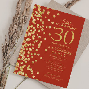 Convite Surpresa Brilho Dourado Aniversário de 30 anos Ve