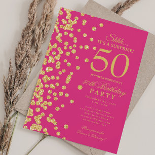 Convite Surpresa Brilho Dourado Festa de 50 Anos de Idade