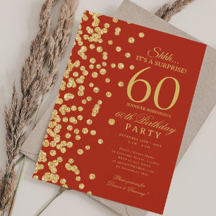 Convite Surpresa Brilho Dourado Festa de Aniversário de 60