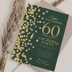 Convite Surpresa Brilho Dourado Festa de Aniversário de 60