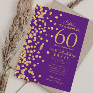 Convite Surpresa Brilho Dourado Festa de Aniversário de 60