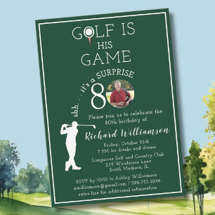Convite SURPRESA Camisa de golfe masculina Foto Aniversári