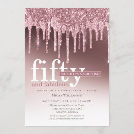 Convite Surpresa, cor-de-rosa, cinquenta e fabuloso aniver